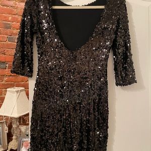 Black sequin cocktail dress